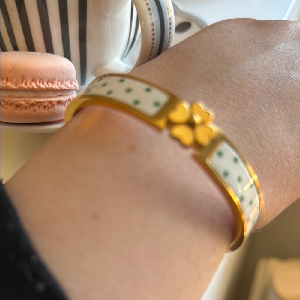 Gold and White Polka Dot Bracelet